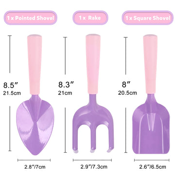 3 Pcs Kids Gardening Set Trowel Rake Shovel Children'S Garden Tools Pink Purple Kids Garden Tools Gardening Gifts For Kids Girls