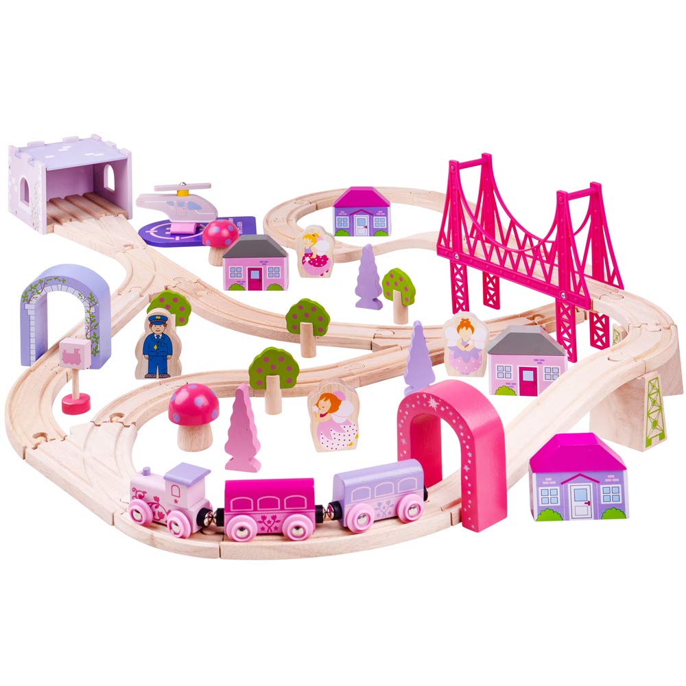 Bigjigs Rail, Fairy Town Train Set, Wooden Toys, Wooden Train Set, Gifts For 4 Year Old Girl, Pink Train Set, Girls Train Set, Bigjigs Train Set