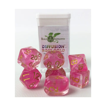 Role 4 Initiative Polyhedral Dice - Rose Gold, Arch'D D4'S W/White Numbers (7)