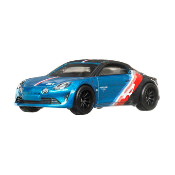 Alpine A110 Blue Metallic and Black with Graphics Auto Strasse Series Diecast Model Car by Hot Wheels