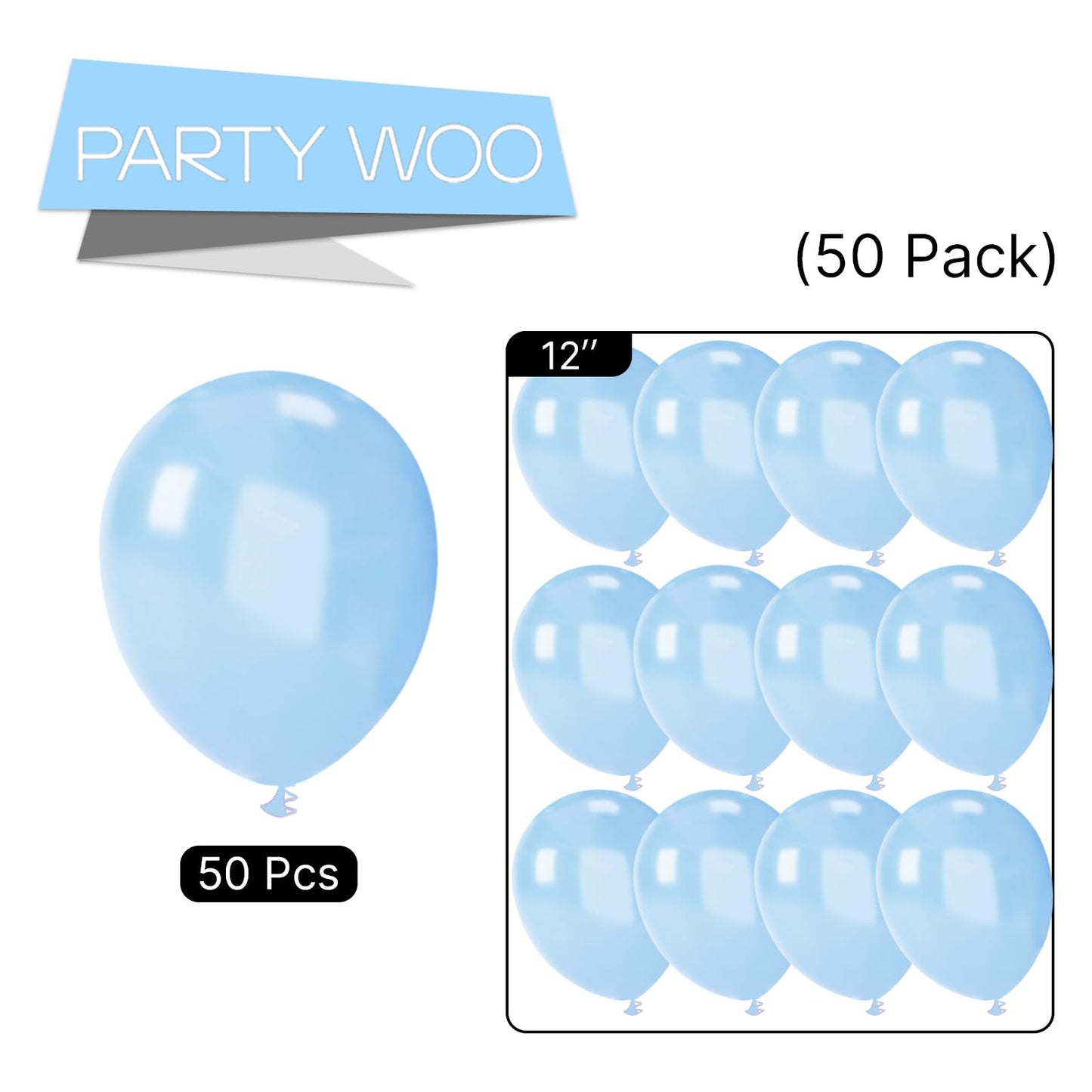 Partywoo Pearl Light Blue Balloons, 50 Pcs 12 Inch Light Blue Balloons, Pearl Blue Balloons For Balloon Garland Balloon Arch As Party Decorations, Birthday Decorations, Wedding Decorations, Blue-Z02