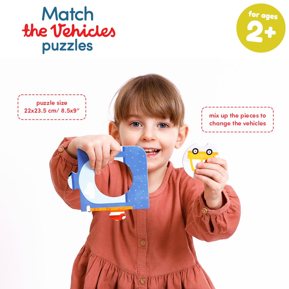 Banana Panda Match The Vehicles Puzzles - Includes 6 Large Beginning Puzzles And Matching Elements - For Kids Ages 2-4 Years