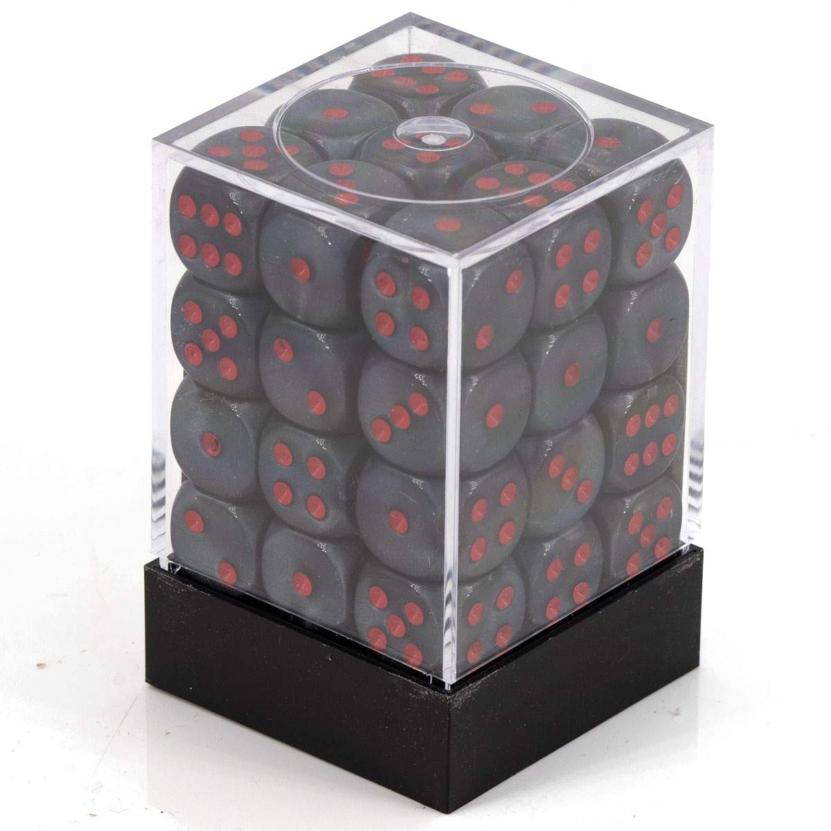Chessex Dice d6 Sets: Velvet Black with Red - 12mm Six Sided Die (36) Block of Dice
