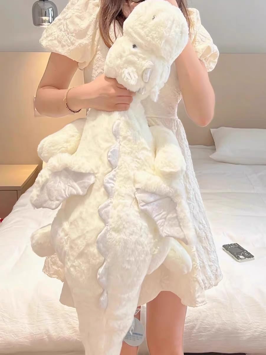 Leahaoe Big Dragon Stuffed Animal, Soft Dragon Plush Toy, 43.3'' White Stuffed Dragon For Kids And Adults, Plushie Gift For Girl