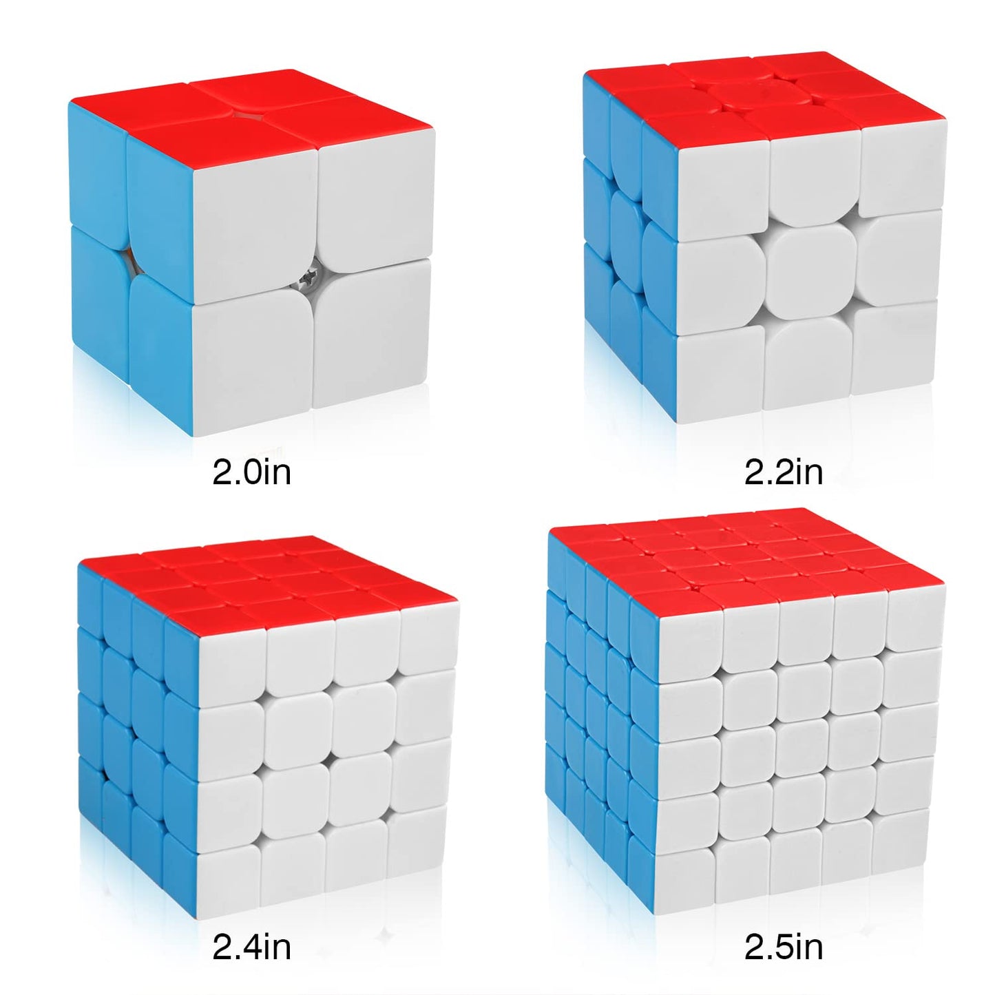 D-Fantix Speed Cube Set, Meilong Mf2S 2X2 Mf3S 3X3 Mf4S 4X4 Mf5S 5X5 Stickerless Speed Cubes Bundle With Gift Box