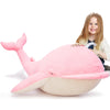 Tezituor 4ft Giant Whale Stuffed Animal, 43.3 inch Large Stuffed Pink Whale Plush Ocean Toys, Hugging Soft Whale Plush Pillow fo