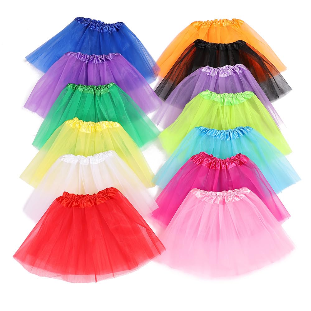2-8Years Girls Tutu Classic Elastic 3 Layered Tulle Skirt Tutu for Toddler Girl (Pink)