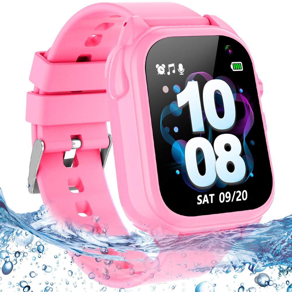 Kids Waterproof Smart Watch For Boys Girls Ages 3-12 Learning Toys With 26 Games Camera Video 1.44' Touchscreen Music Player Alarm Clock Flashlight Pedometer Toddler Watches Birthday Gifts