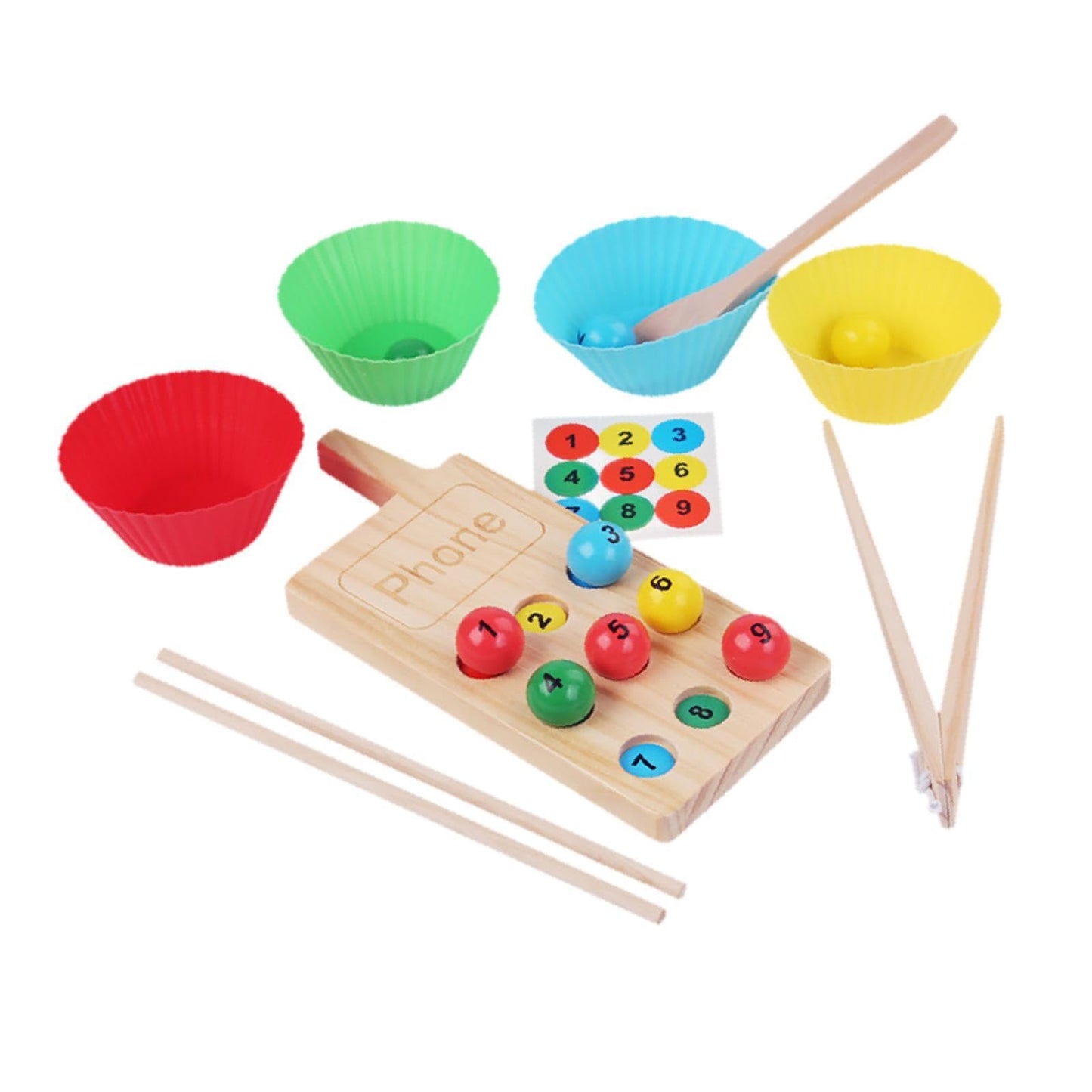 Calandis Rainbow Balls In Cups Wooden Peg Board Game For Toddlers Girls Boys Children | Developmental Baby Toys | Toys For Baby