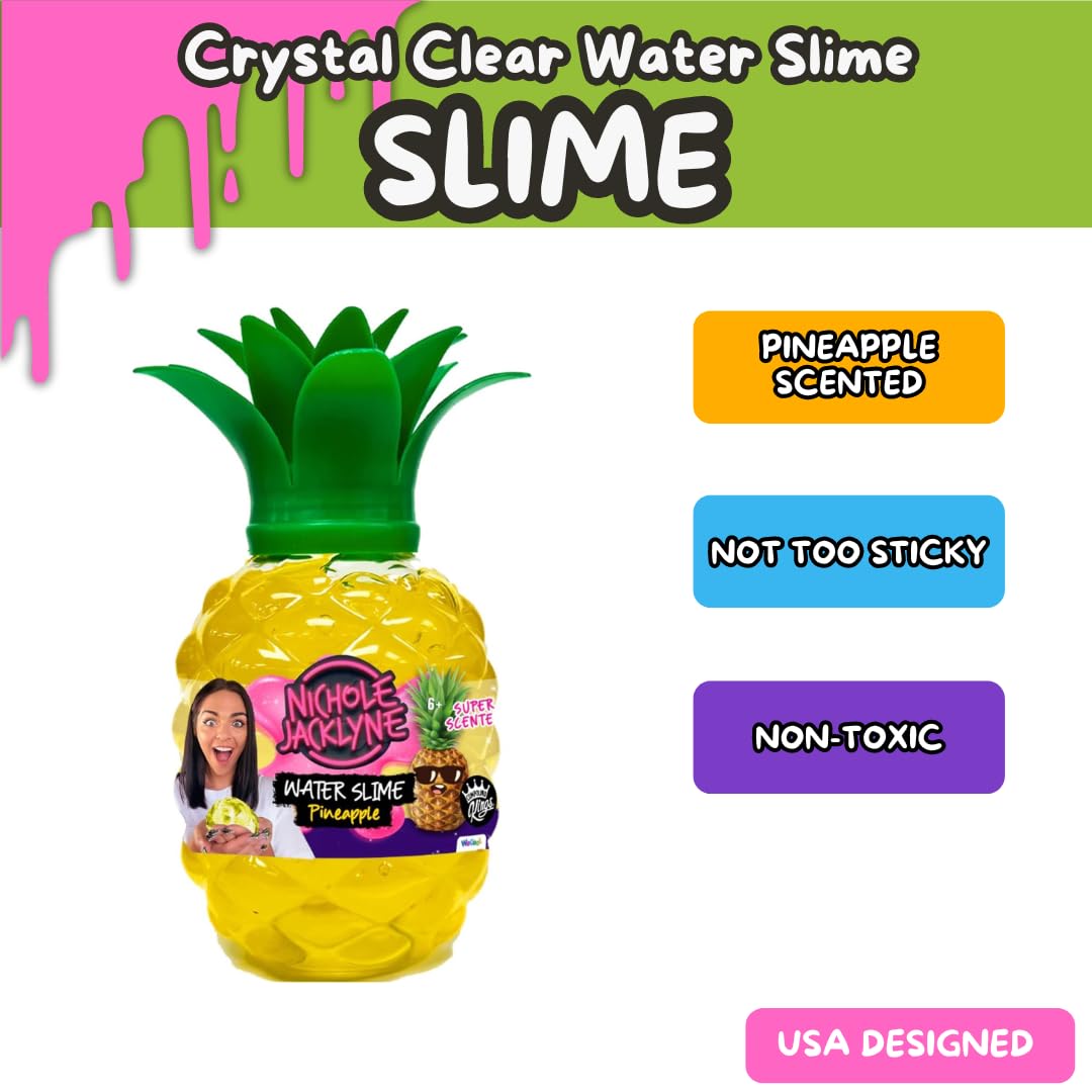 Nichole Jacklyne Pineapple Scented Yellow Water Slime Kids Toy, Non-Sticky Sensory Gift for Boys and Girls, Stress Relief Slime