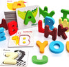 Vankcp 26Pcs Wooden Letters Card Numbers Alphabets Abc Flash Cards Set Montessori Animal Color Cognition Matching Puzzle Game
