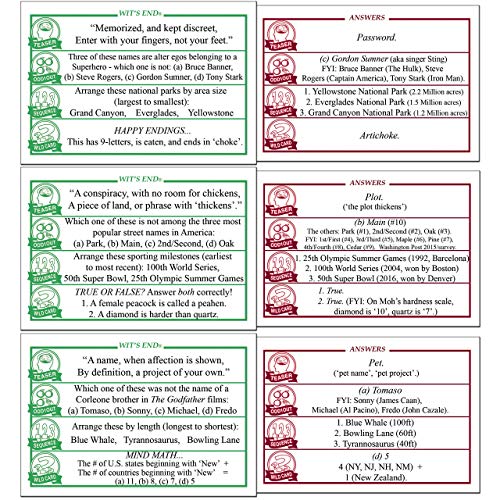 Wit'S End — A Smart, Mind-Bending Trivia & Brain Teaser Game That Will Challenge Your Wits & Knowledge — Adult & Family Night Fun