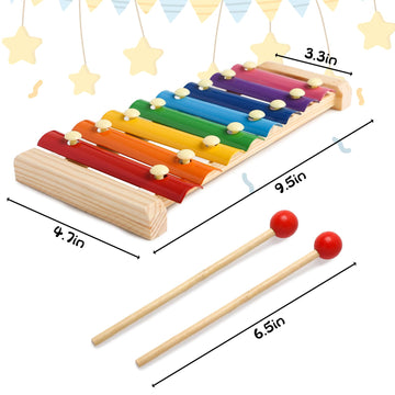 MCPINKY Xylophone for Kids - Educational Wooden Musical Toy with Mallets, Multi-Color, Medium Size, Perfect for Toddlers 1-3