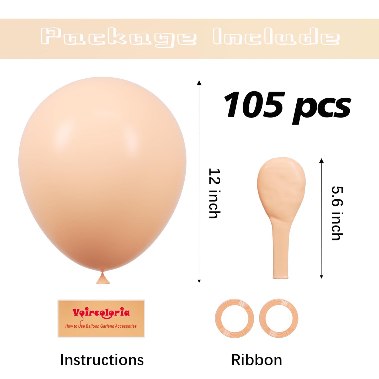 Voircoloria 105Pcs Pastel Orange Balloons 12Inch Party Latex Balloons For Boys Girls Birthday Baby Shower Gender Reveal Wedding