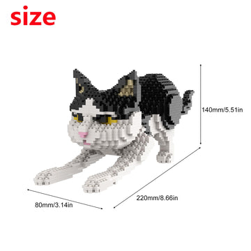 Larcele Mini Building Blocks Animal Set, Diy Micro 3D Building Toy Bricks,1390 Pieces Kljm-05(Black And White Cat)