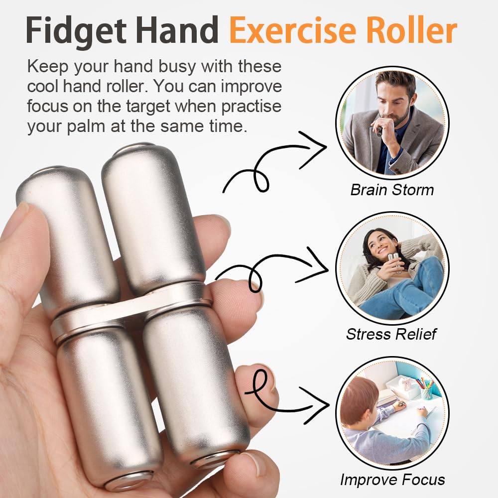 Fidget Roller For Kids Adults- Handheld Fidget Toy For Hand Recovery | Relieve Stress Anxiety, Promotes Focus | Tension, Hand Grip | Strengthener, Hand Speed Exercise | Trainer, Portable | Boredom