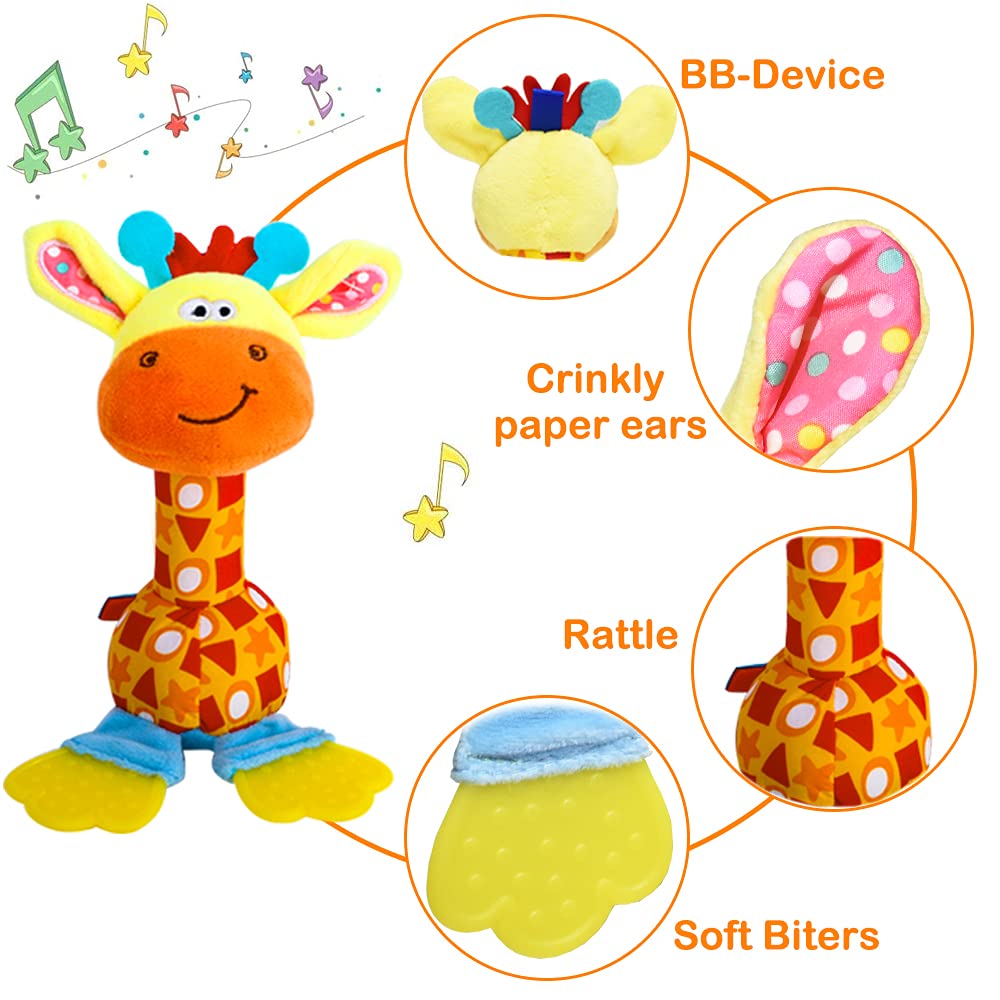 Huadada Baby Soft Rattles Shaker, Infant Developmental Hand Grip Baby Toys, Baby Sensory Learning Toys With Teether, Sounds For Baby And Stuff From 3-6-9-12 Months Old