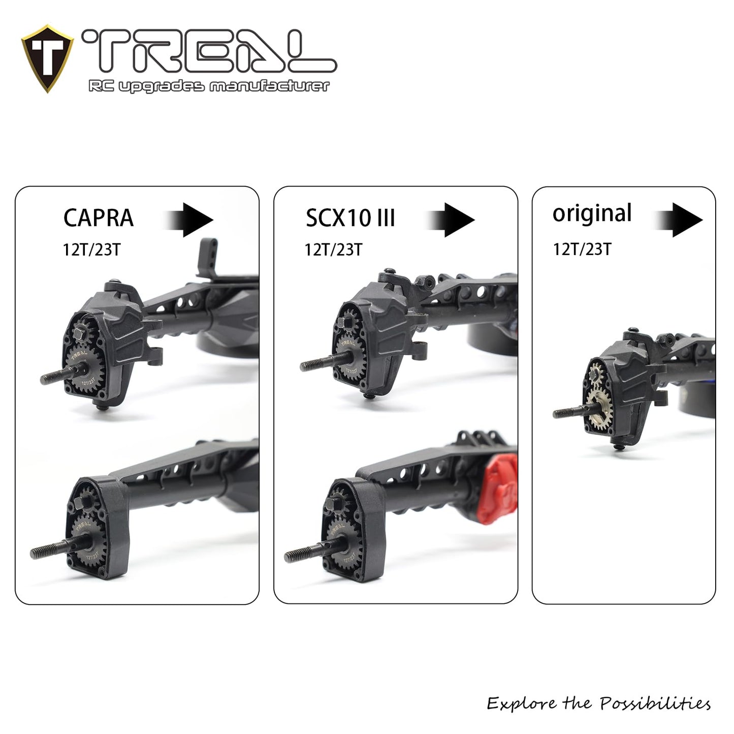Treal Scx10 Iii/Capra Portal Gears 12/23T Harden Steel Gears Compatible With Axial 1/10 Scx10 3 Capra(12T/23T)