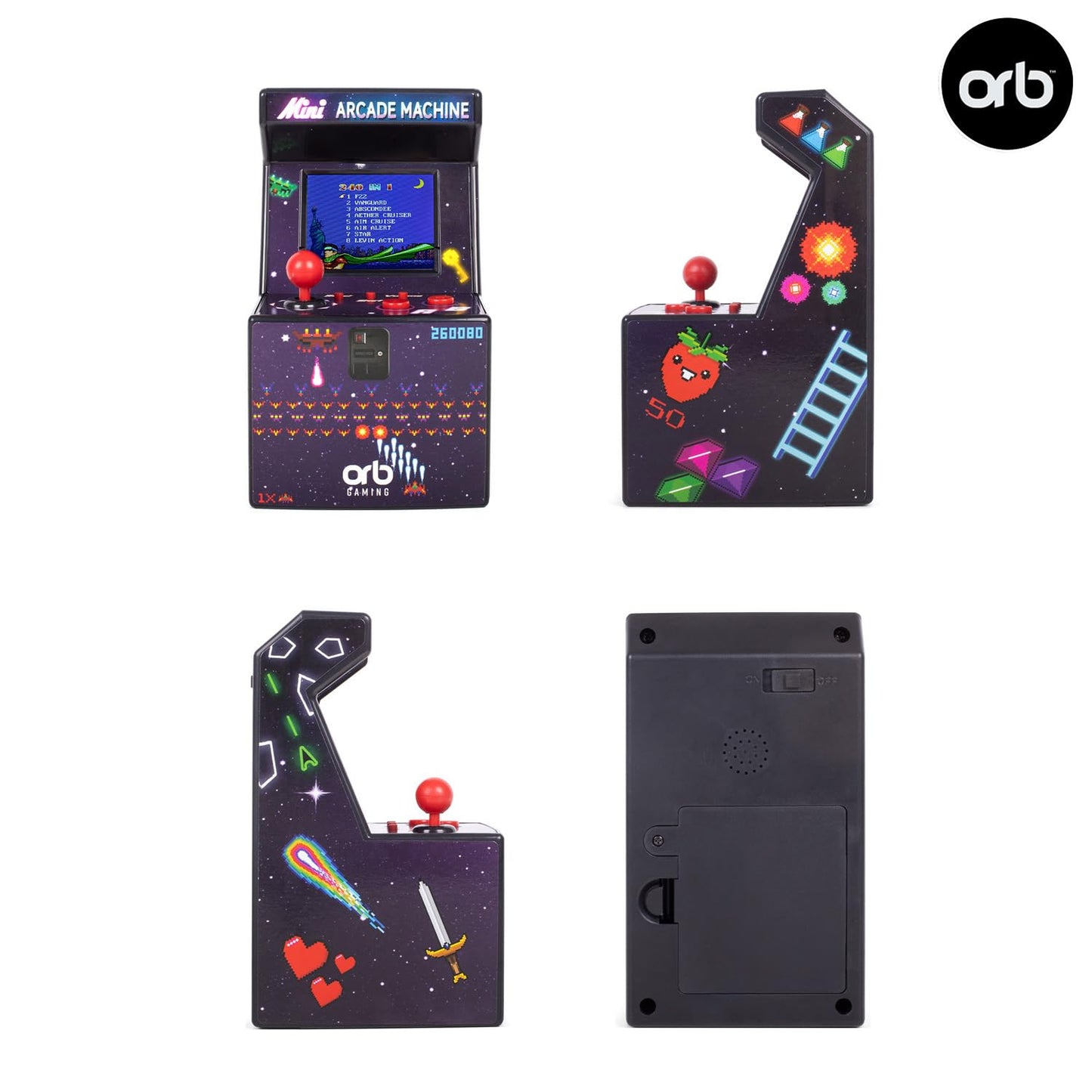 Thumbs Up Mini Arcade Machine, 240 In-Built Games, 8-Bit Retro Arcade Games, 2.5 Full Colour Screen, 8-Way Joystick, 2 Button