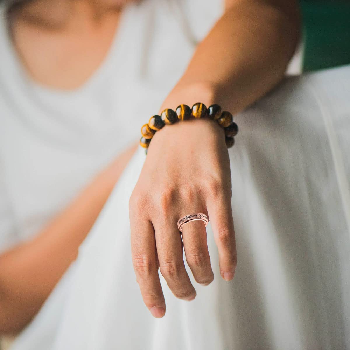 Luckyamor Fidget Rings Women For Anxiety Rings:Stainless Steel Fidget Rings For Men Spinner Ring Personalized Inspirational Fidg