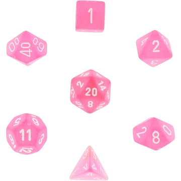 Chessex Polyhedral 7 Die Frosted Dice Set Pink with White