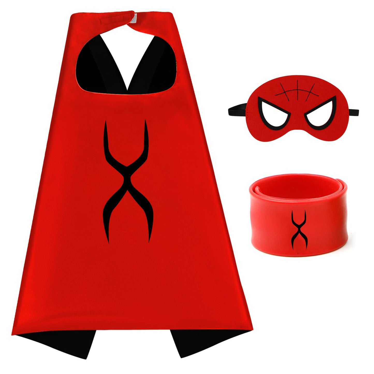 Mizzuco Dress Up Capes For Kids Superhero Cloak With Mask And Waistband Halloween Costumes And Party Dress Up(Red)