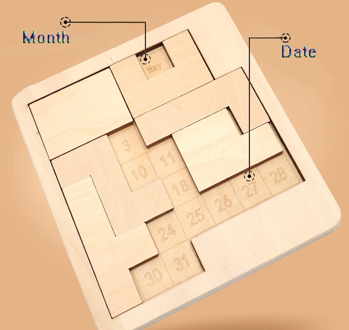 Daily Calendar Puzzle-Wooden Puzzles For Adults-A Puzzle To Challenge 365+ Date,Office Logic Puzzle