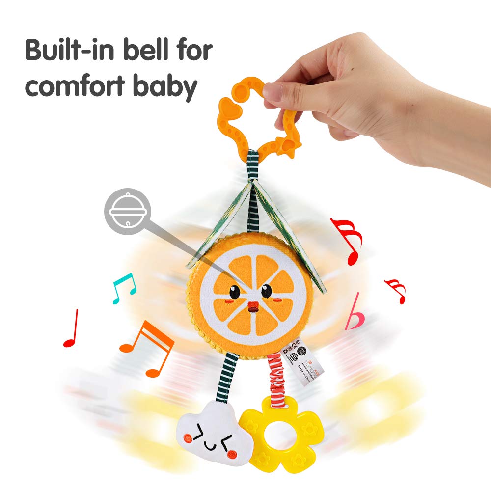 Tumama Baby Toys For 3 6 9 12 Months,Hanging Fruit Rattles Avocado,Banana,Orange And Strawberry,Stroller Mobile Toys,Plush Soft Rattles For Boys,Girls Christmas Gifts,4 Pack