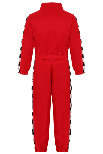 Simplecc Race Car Driver Costume For Boys Racer Jumpsuit With Car Cap For Halloween Dress Up(3-4 Years) Red