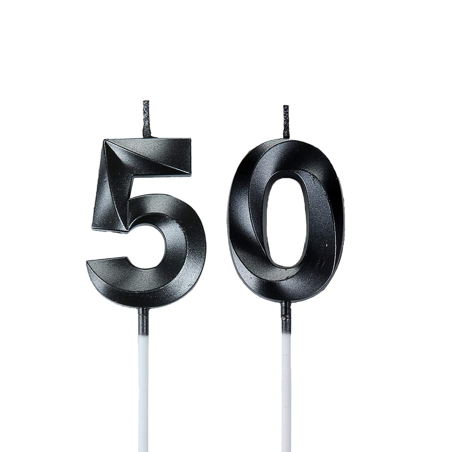 Bailym Black 50th Birthday Candles, Number 50 Cake Topper for Men Birthday Decorations Party Decoration