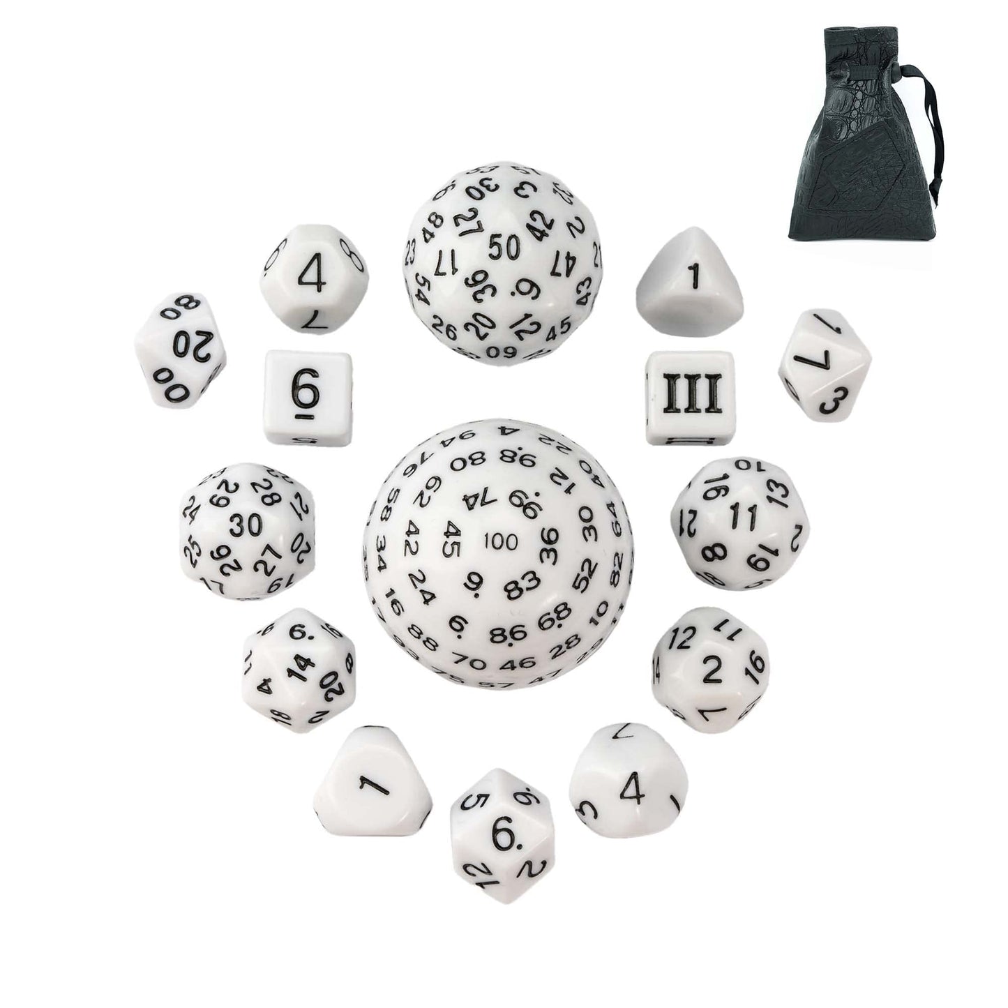 Poludie 15 Pieces Complete Polyhedral Dnd Dice Set D3-D100 Spherical D&D Dice Set With Dragon Eye Dice Bag, D100 Dice For Dungeo