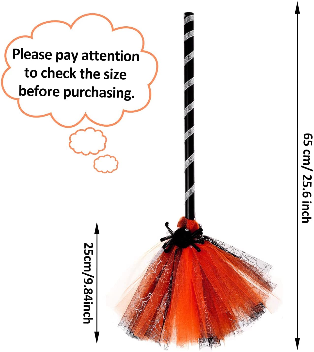 NSVJVY Kids Witch Broom, Halloween Broomstick, Photography Prop Toy, Cosplay Dress Up Costume Party Cute Witch Broom (Orange)