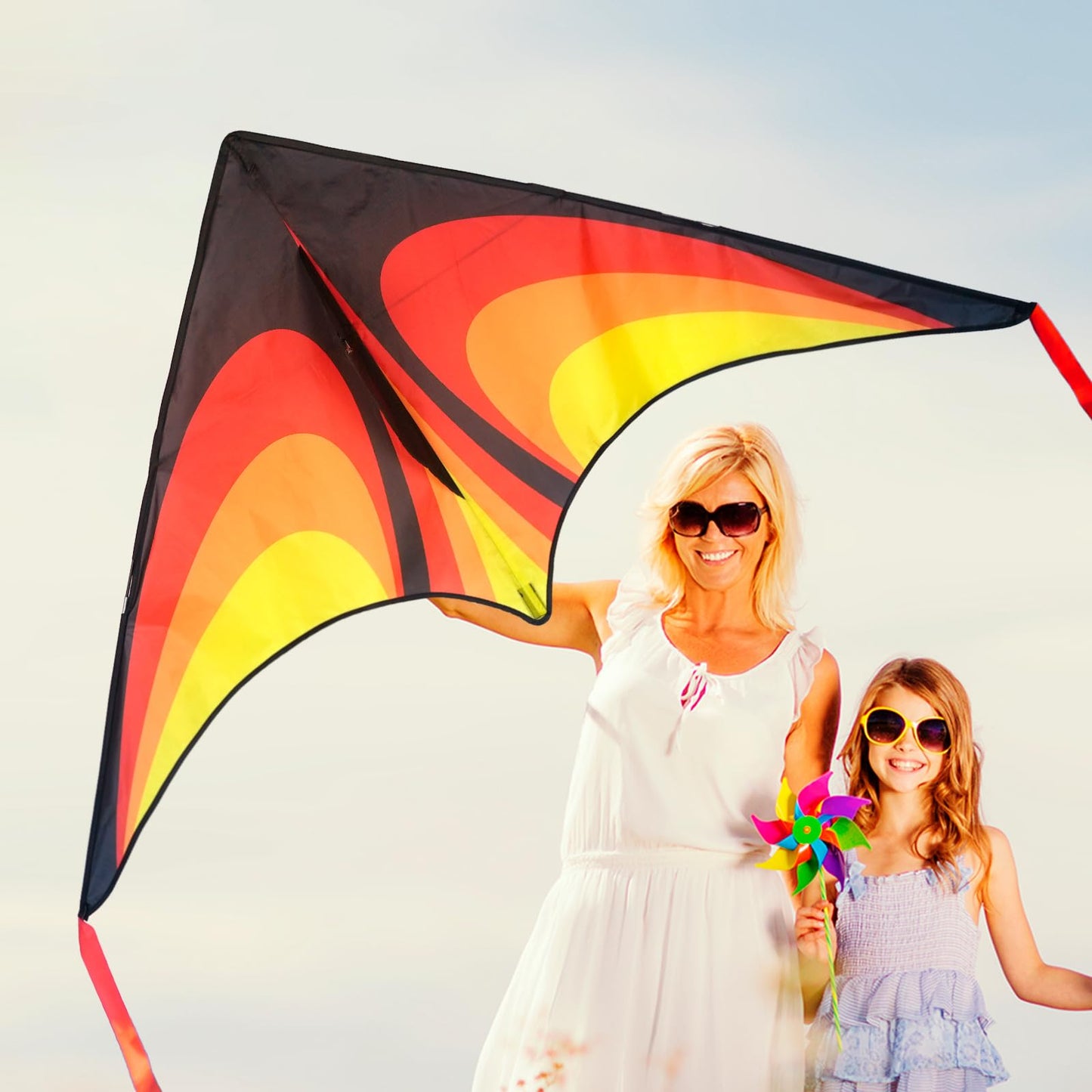 Sgftre Red Large Delta Kites Flying Toys For Kids & Adults Easy To Fly