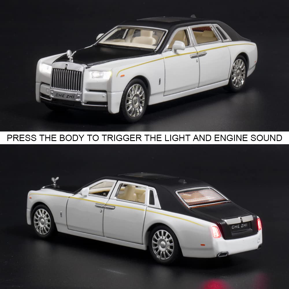 Alloy Collectible Rolls-Royce Phantom Model Toy Car, 1/32 Scale Diecast Car Model Pull Back Vehicles Phantom Toy with Sound & Li