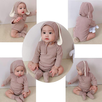 Acehcear Baby Boys Girls Bunny Outfit My First Easter Costumes Infant Newborn Bodysuit Romper With Long Hat 6-12 Months Khaki