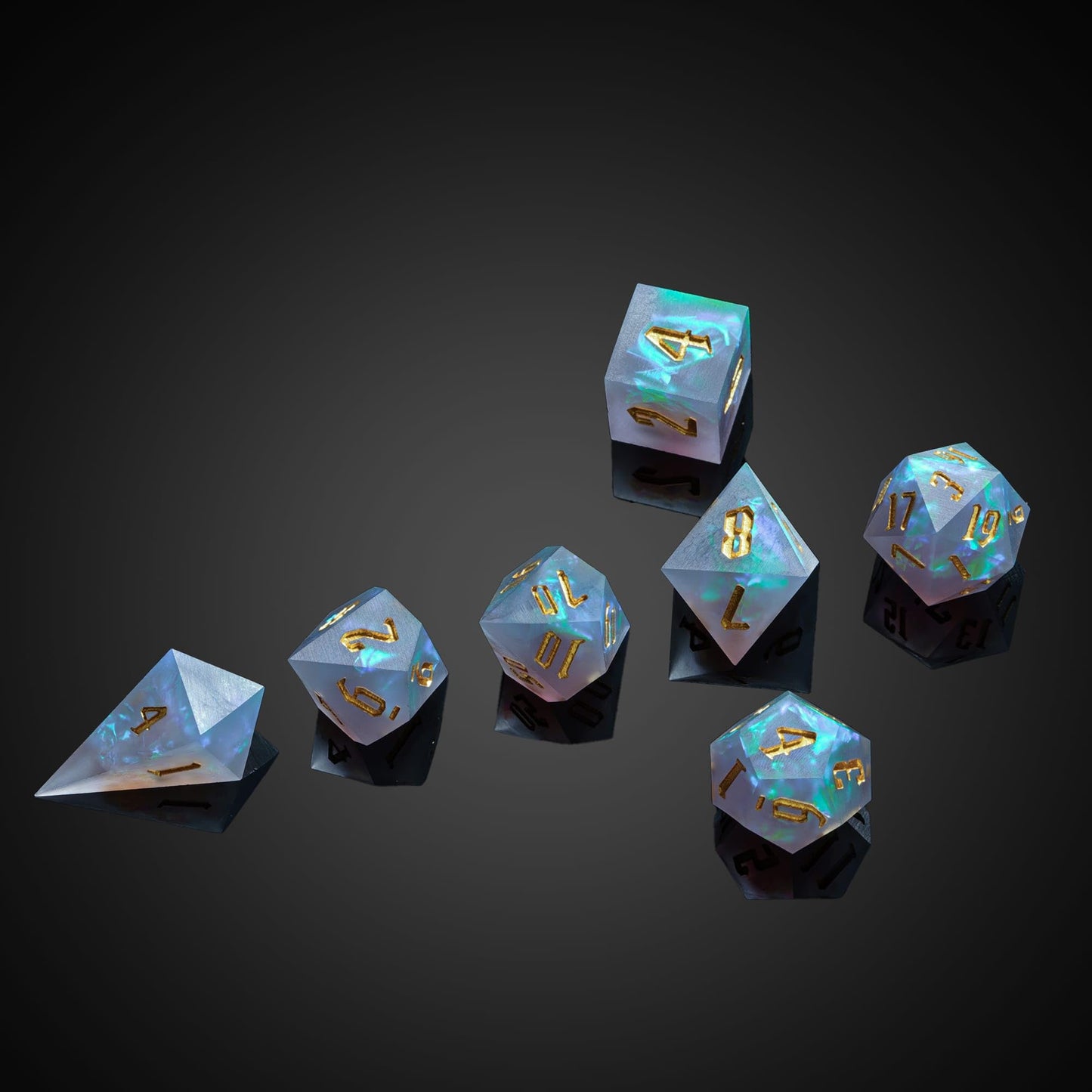 Cusdie Frosted Dice Sharp Edges Dnd Dice, 7 Pcs D&D Dice, Handcrafted Polyhedral Dice Set, For Role Playing Game Pathfinder(Grey