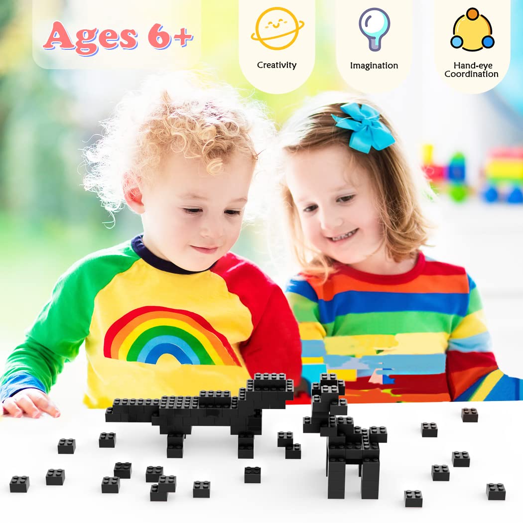 Unirolic Classic Building Bricks Set, 100 Piece 2X2 Basic Building Blocks Stem Creative Building Toys Compatible With All Major Brands(Black)