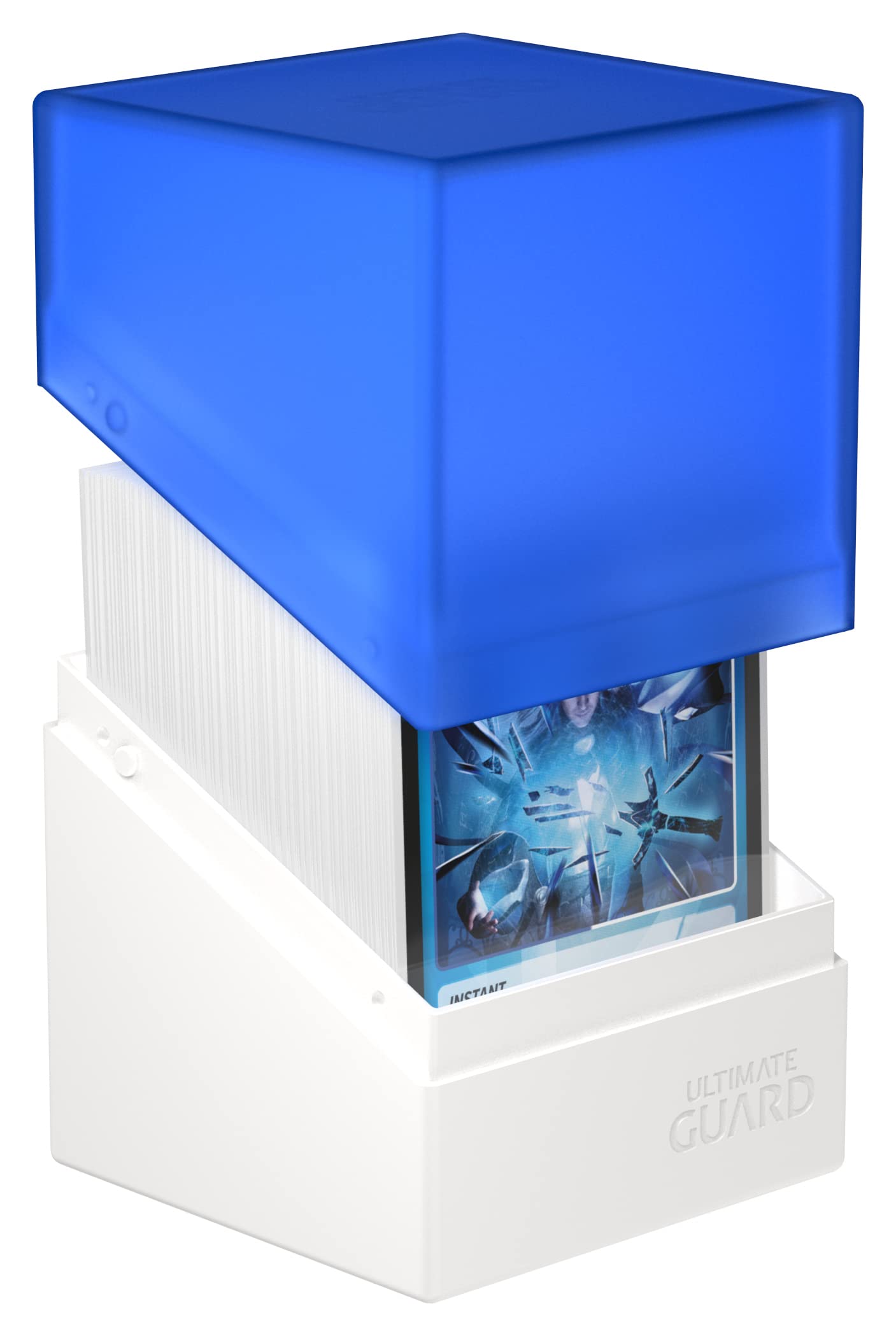 Ultimate Guard Boulder Synergy 100+, Deck Case For 100 Double-Sleeved Tcg Cards, White/Blue, Secure & Durable Storage For Trading Card Games