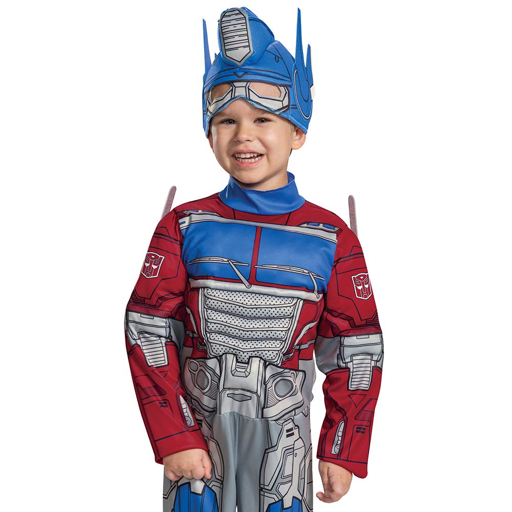 Disguise Optimus Prime Costume, Toddlers Muscle Transformer Costumes For Boys, Padded Character Jumpsuit, Toddler Size Small (2T), Blue & Red (104899S)