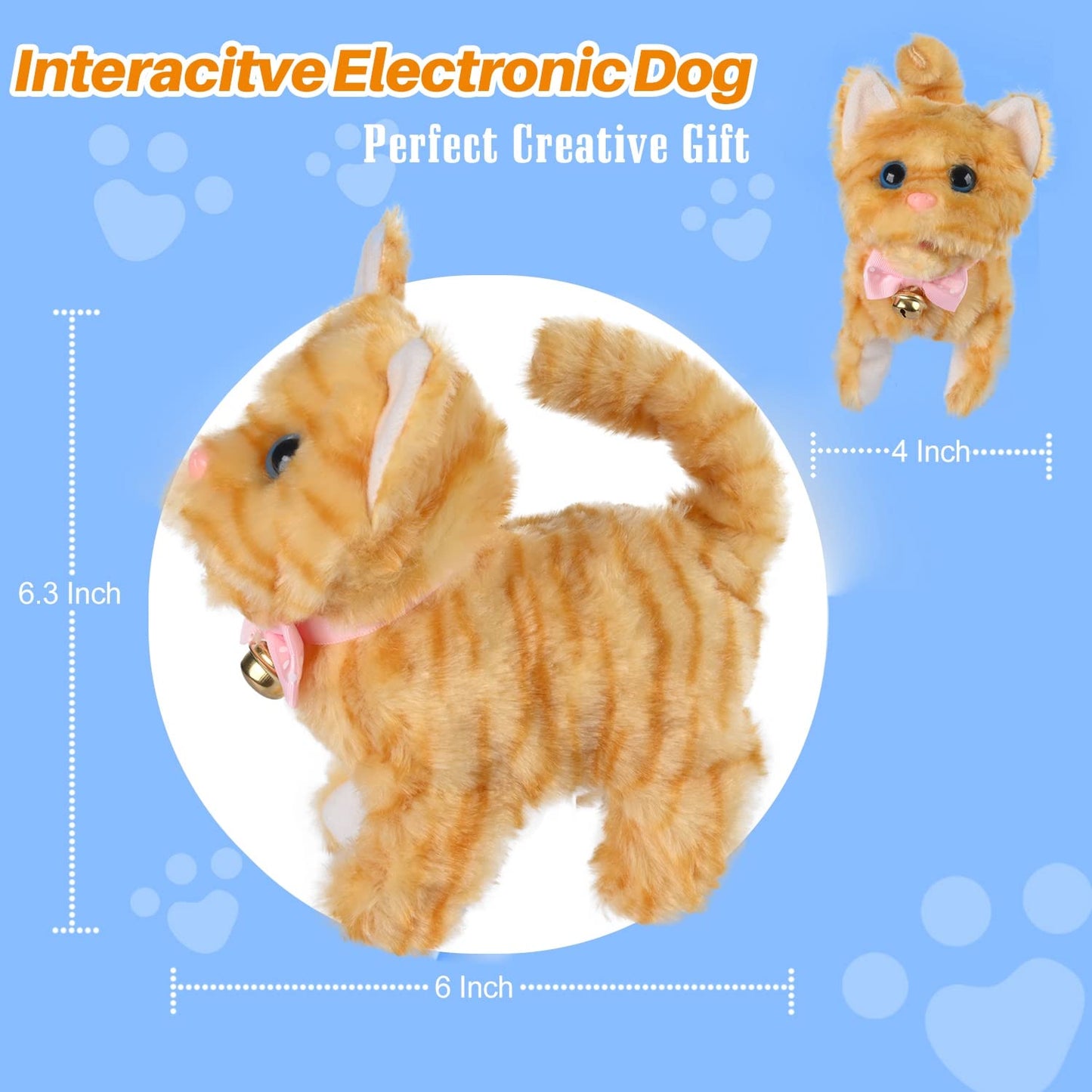 Worwoder Plush Electronic Interactive Cats That Move And Meow Waliking Lifelike Interactive Toy Pet Stuffed Kitten For Girls Kid