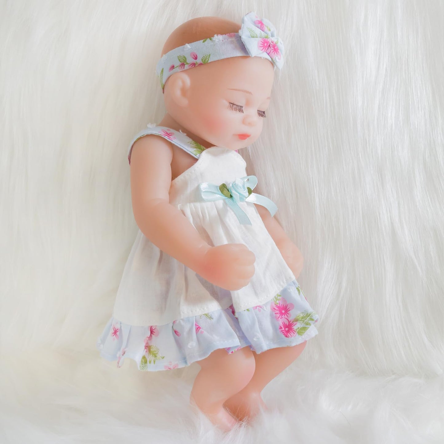 Ena Reborn Baby Doll Realistic Silicone Vinyl Baby 10 Inch Weighted Soft Body Lifelike Doll Gift Set For Ages 3+ (Slip Dress Girl, 10 Inch)