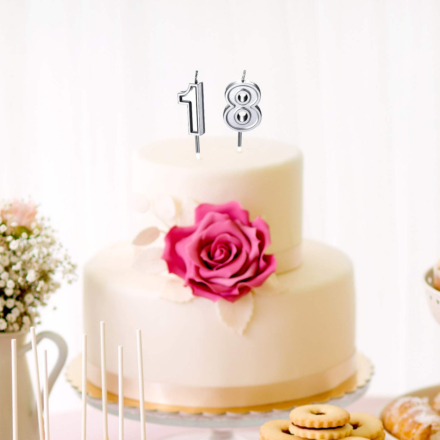 18th Birthday Candles Cake Numeral Candles Happy Birthday Cake Candles Topper Decoration for Birthday Party Wedding Anniversary