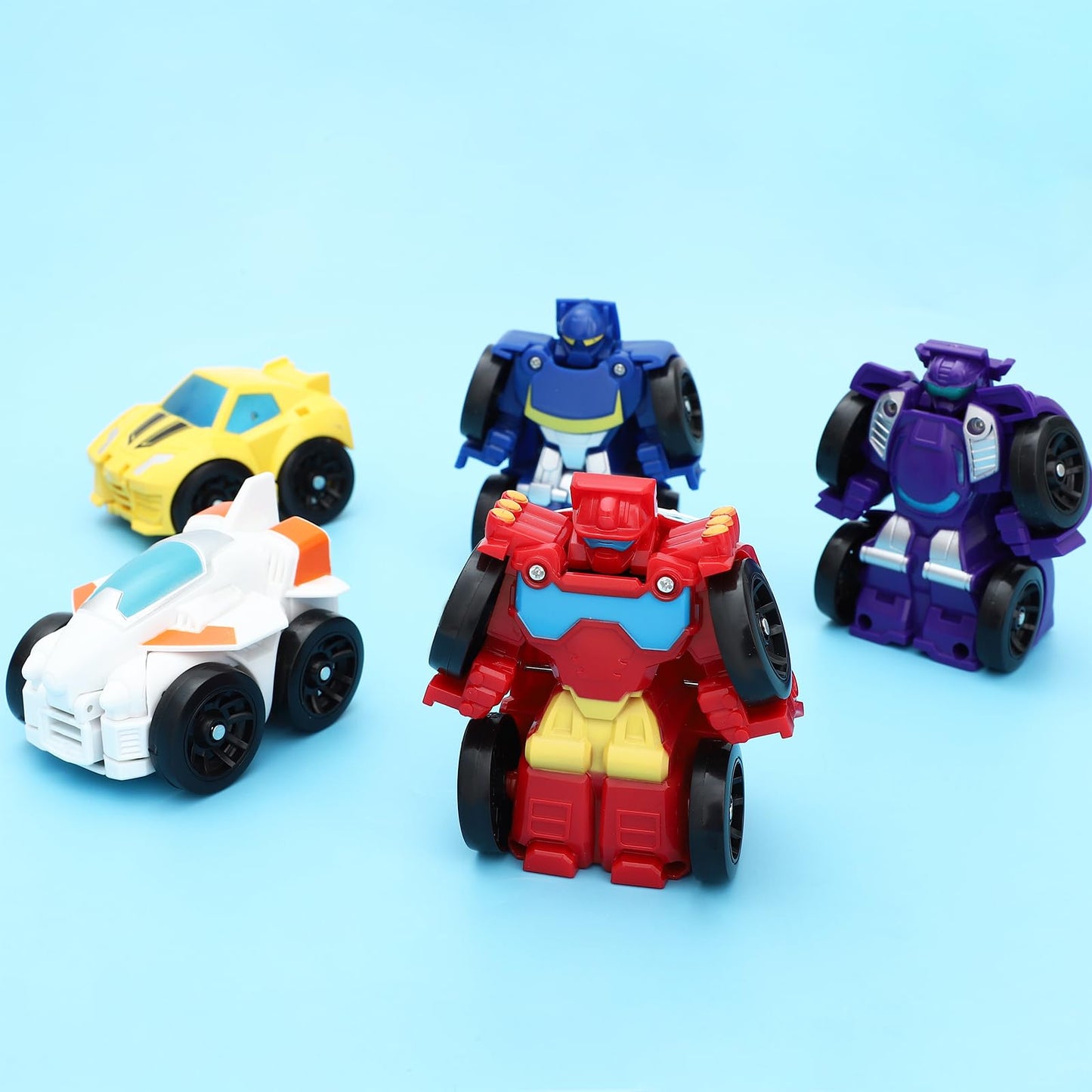 Onest 6 Pieces Mini Robots Car Toys Toddler Small Hero Action Figures Push Go Rescue Vehicle Playset Boys Little Car Bots For Ki