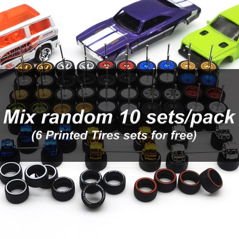 Mixed 10 Set 1/64 Wheels And Tires (10 Mixed Replaceable Tires)