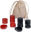 We Games Checkers Pieces Only, Wooden Checker Board Game Pieces, 24 Red And Black Stackable Pieces, Drawstring Storage Bag, 1.062 Diameter