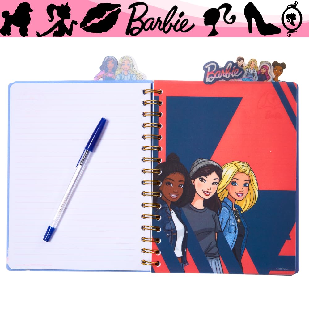 Innovative Designs Barbie Tab Journal Notebook, Spiral Bound, 96 Lined Pages, 8 X 7 Inches, Purple