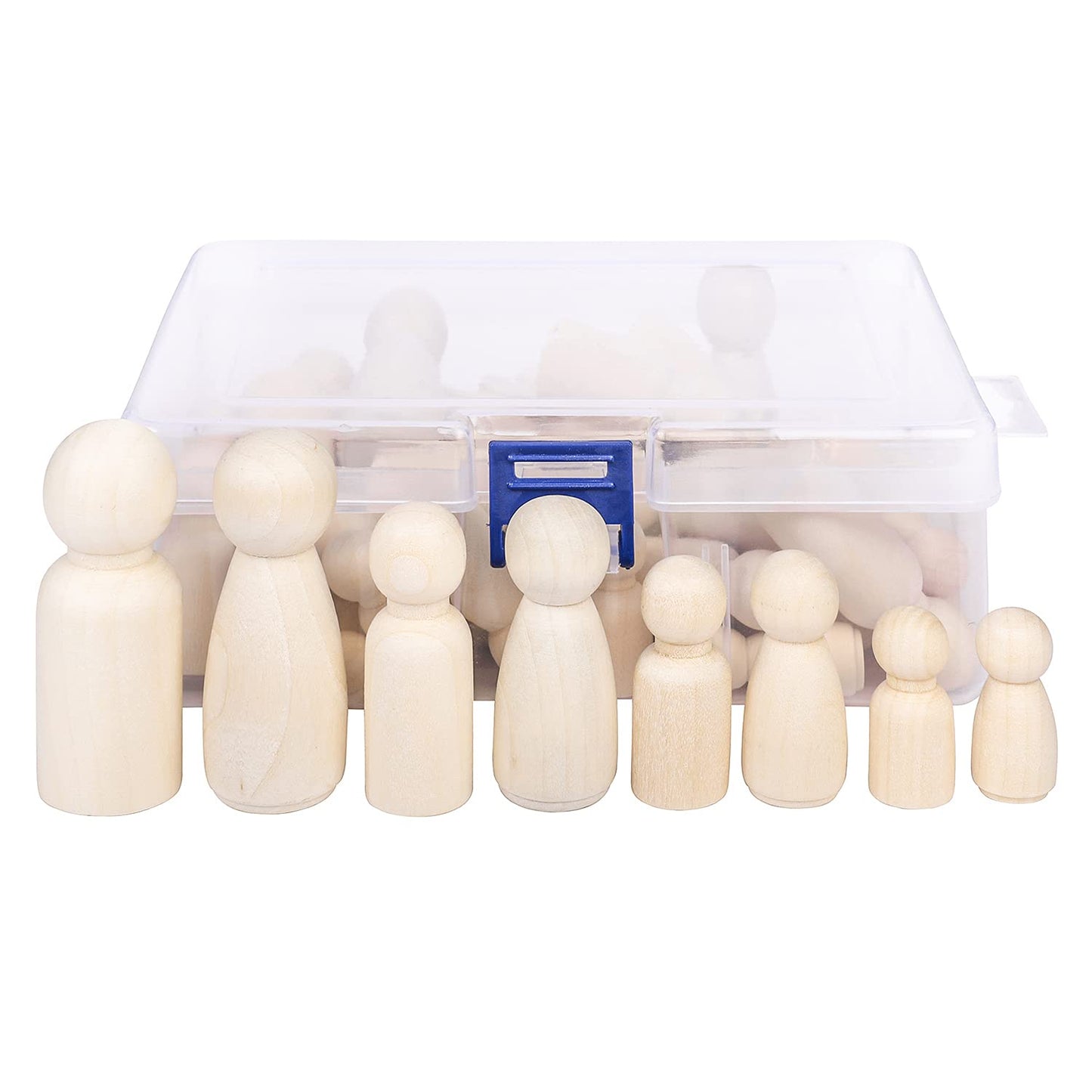 Kthzi Wooden Peg Dolls With A Storage Case, 50Pcs Unfinished Wooden People For Diy And Painting, Nature And Plain Wooden Figures