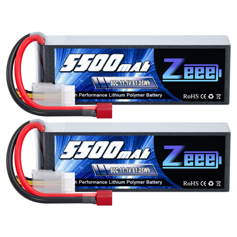 Zeee 3S Lipo Battery 5500mAh 11.1V 80C with Deans T Connector Soft Pack Battery for Airplane Helicopter F450 Quadcopter Car Truc