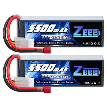 Zeee 3S Lipo Battery 5500mAh 11.1V 80C with Deans T Connector Soft Pack Battery for Airplane Helicopter F450 Quadcopter Car Truc