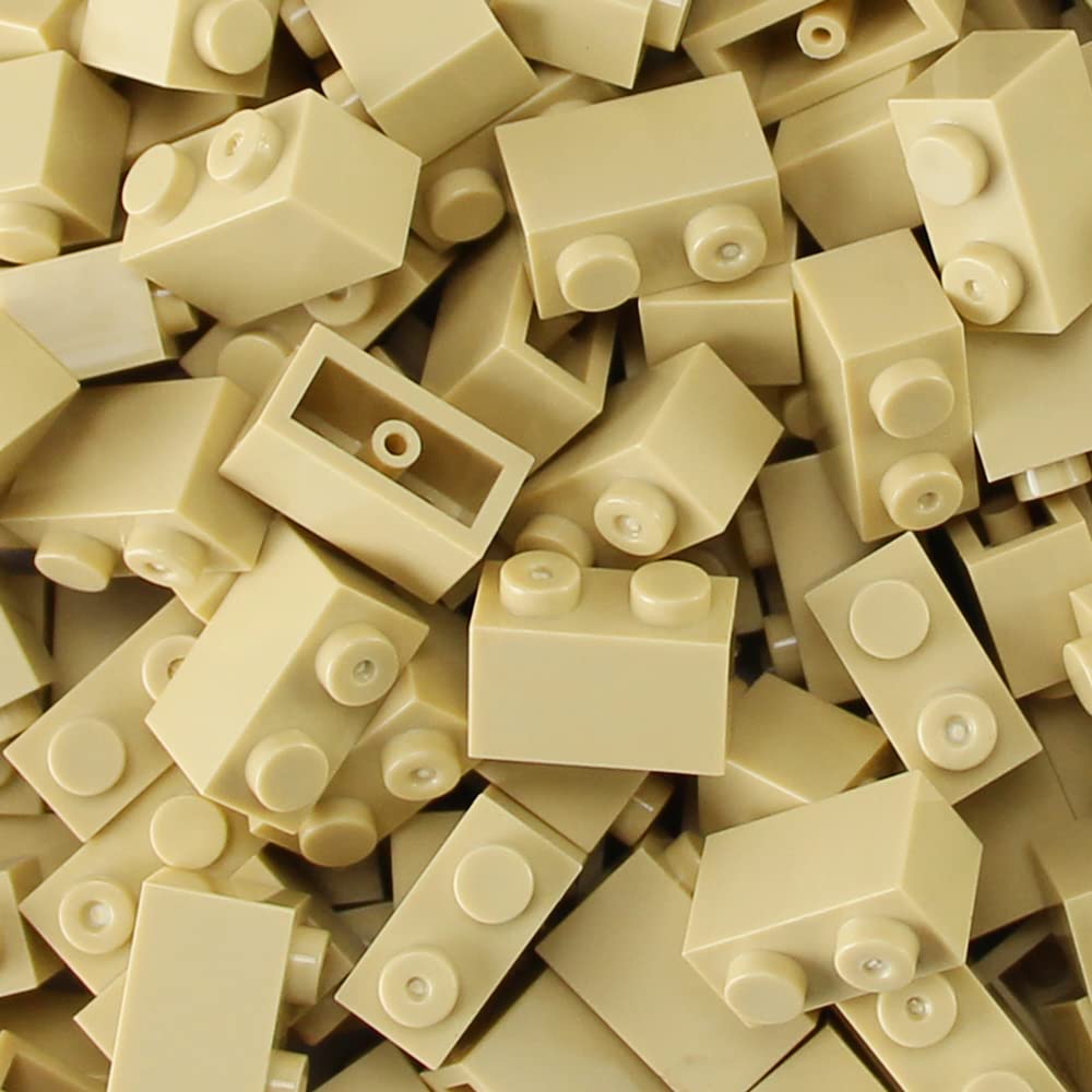 Feleph 1x2 Bricks Bulk 450 Pieces Tan Classic Basic Parts Sand Building Creative Play Set Blocks Toy Accessories Compatible with